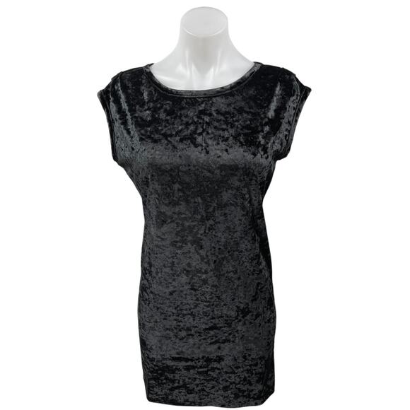 Knot Sister Black Sleeveless Crushed Velvet Velour Mini Tank Bodycon Dress XS - Picture 1 of 4